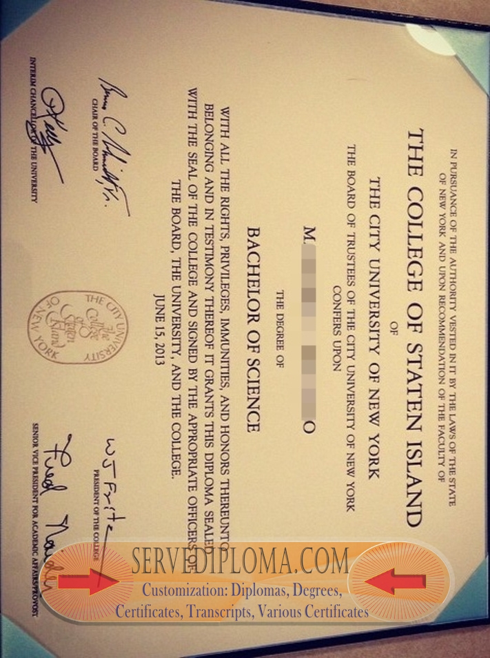 Buy Online CUNY College of Staten Island Diploma: Your Path to Success - 专业证书