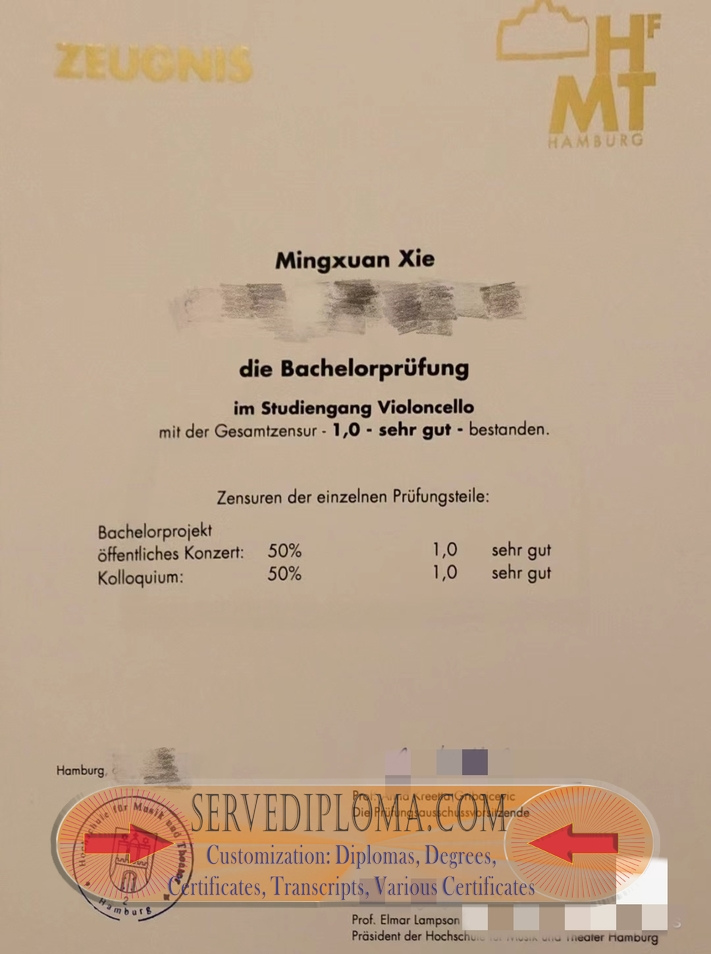 How to Buy a Fake Degree from the Hochschule für Musik und Theater Hamburg - 专业证书