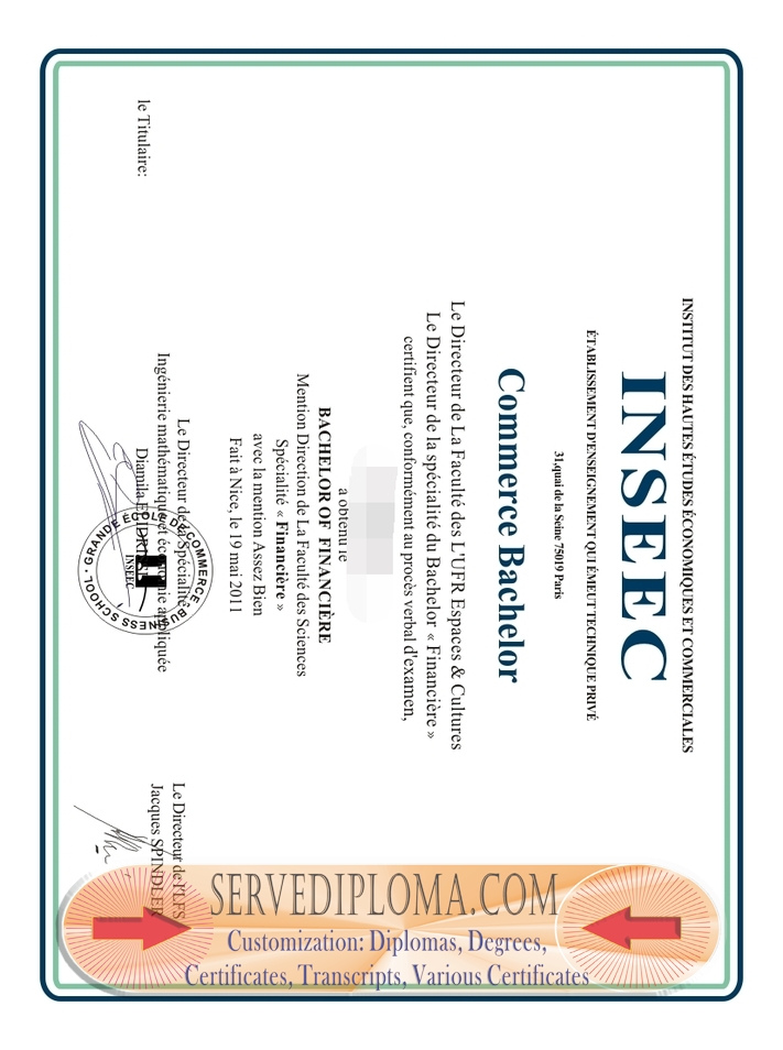 How to Buy a Phony INSEEC School of Business and Economics Diploma - 专业证书