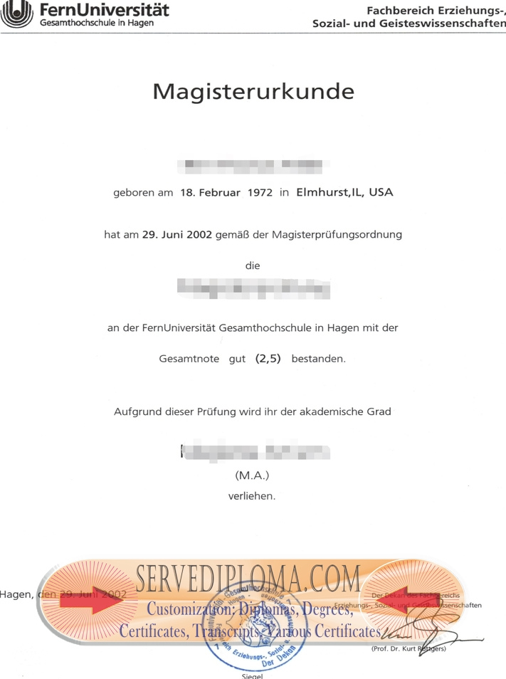 How to Create a Fake FernUniversität Gesamthochschule Hagen Diploma: Step-by-Step Guide - 专业证书