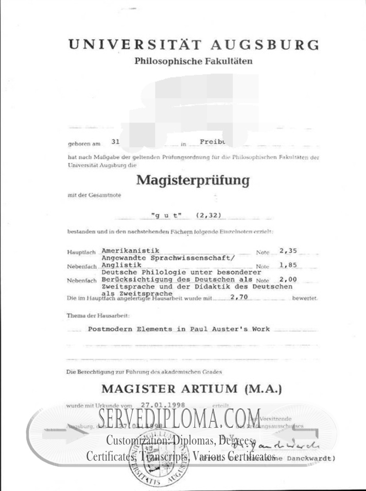 How to Purchase a Fake University of Augsburg Degree: A Step-by-Step Guide - 专业证书