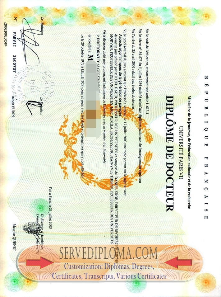 Is It Possible to Buy a Fake Université Paris Diderot (Paris VII) Degree? - 专业证书