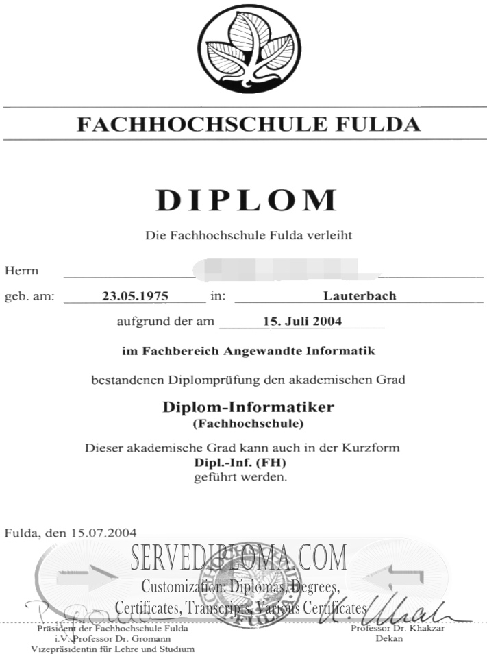 Purchase Fake Fachhochschule Fulda Diploma: A Guide for Students and Professionals - 专业证书