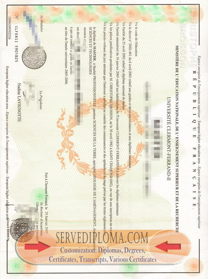 Purchase a Fake Université Blaise Pascal, Clermont-Ferrand II Degree: What You Need to Know - 专业证书