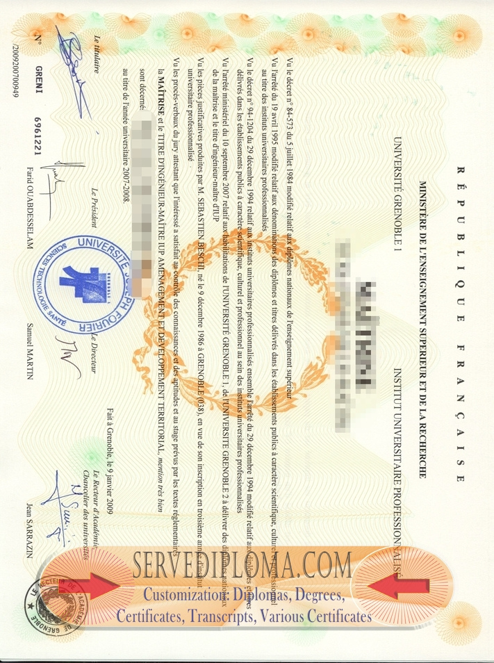 Purchase a Phony Grenoble University Professional University College Degree: What You Need to Know - 专业证书