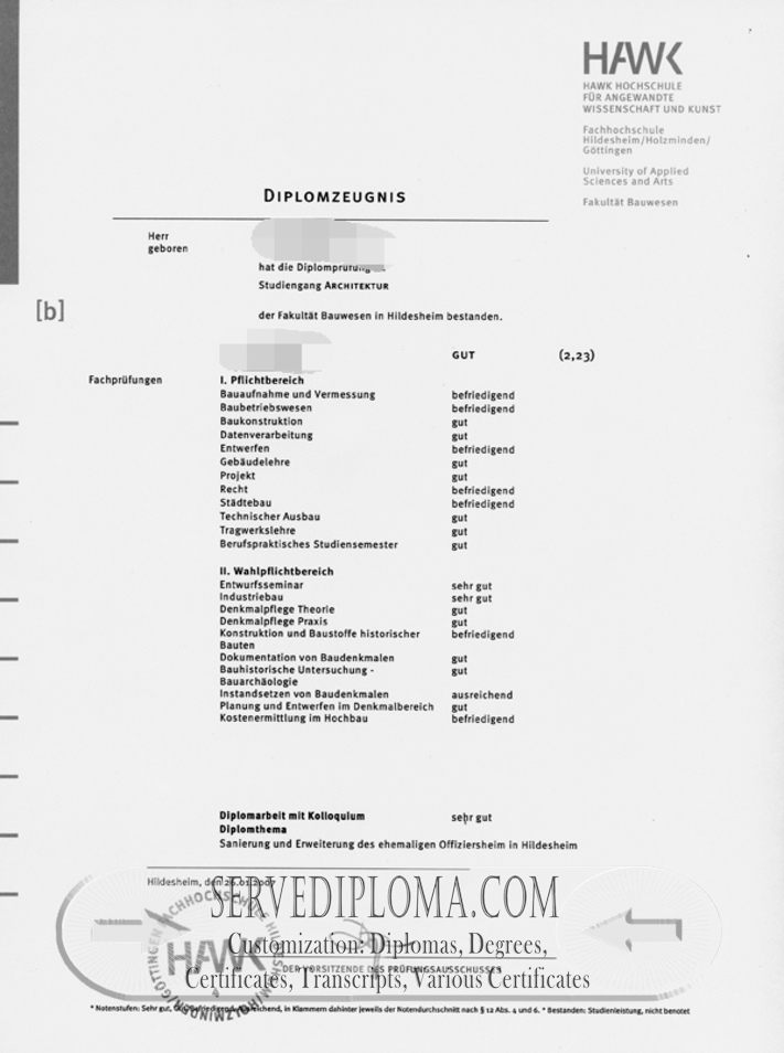 Replica Fachhochschule: Hildesheim, Holzminden, Göttingen Degrees Explained - 专业证书