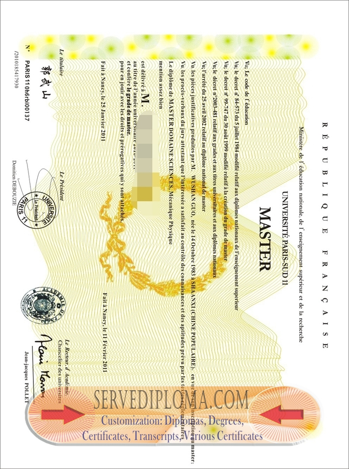 Replica Université Paris Sud 11 Diploma: Everything You Need to Know - 专业证书