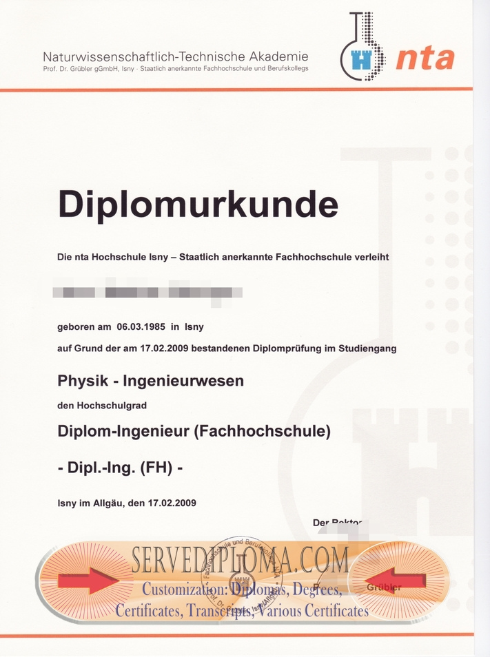Replica Naturwissenschaftlich-Technisches Akademie Diploma: Your Path to Academic Recognition - 专业证书