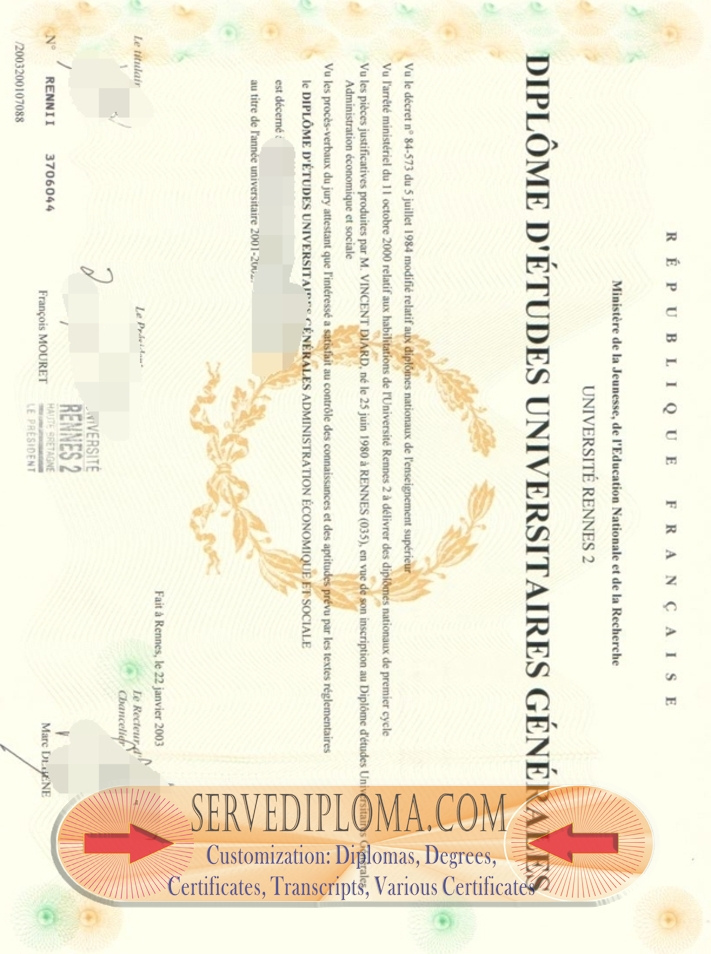 Unveiling the Rustom Experience at Université Rennes 2: DEUG Degree Explained - 专业证书